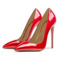Women's Heels Pumps Ladies Shoes Valentines Gifts Stilettos Party Valentine's Day Daily Solid Color High Heel Stiletto Pointed Toe Business Basic Classic Patent Leather Loafer Silver Red