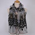 1pcs Women Scarf Elegant Peacock Embroidered Lace Scarf Long Soft Shawl Breathable Long Towel