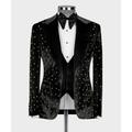 Men's Fall Velvet Blazer Jacket Beading Peak Lapel Groom Tuxedo Formal Dinner Party Wear Black Burgundy Blue Green 2024