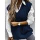 Women's Sweater Vest V Neck Ribbed Cable Knit Acrylic Patchwork Fall Winter Regular Outdoor Daily Going out Stylish Casual Soft Sleeveless Solid Color Black Wine Navy Blue S M L