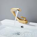 Bathroom Sink Mixer Faucet, Mono Wash Basin Single Handle Basin Taps Washroom, Monobloc Vessel Water Brass Tap Deck Mounted with Hot and Cold Hose