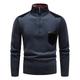 Men's Pullover Sweater Jumper Fleece Sweater Ribbed Knit Zipper Knitted Color Block Half Zip Basic Keep Warm Work Daily Wear Clothing Apparel Fall Winter Blue Red White S M L