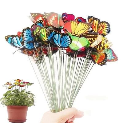 50pcs 3D Three-Dimensional Simulation Butterfly Outdoor Garden Decoration Creative Gardening Layout Simulation Plug Rod