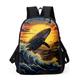 Men's Backpack 3D Print Commuter Backpack School Outdoor Daily Scenery Sea Creatures Polyester Large Capacity Breathable Lightweight Zipper Print Blue Light-gold Drak Red