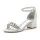 Women's Wedding Shoes Bling Bling Sparkling Shoes Ankle Strap Sandals Bridal Shoes Rhinestone Crystal Block Heel Open Toe Elegant Satin Ankle Strap Black White Ivory