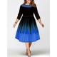 Women's Black Dress Plus Size Party Dress Homecoming Dress Cocktail Dress Midi Dress Red Blue Gold 3/4 Length Sleeve Geometric Print Spring Fall Winter Crew Neck Fashion Winter Dress Office L