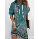 Women's Hoodie Dress Winter Dress Shift Dress Mini Dress Colorful Light Green Blue Long Sleeve Floral Print Fall Winter Autumn Hooded Vacation Vacation Fall Dress 2023 S M L XL XXL 3XL