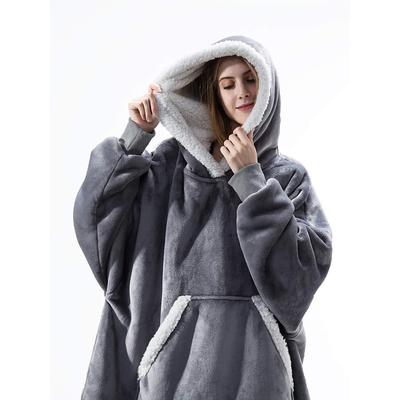 Women's Pajamas Nightgown Nightshirt Dress Grid / Plaid Pure Color Warm Plush Casual Home Daily Bed Sherpa Warm Breathable Hoodie Long Sleeve Pocket Fall Winter Home Outfits