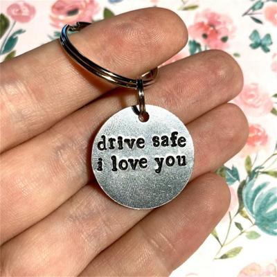 Personalized Couples Gift - Stainless Steel Laser Engraved Drive Safe Keychain - Perfect for Valentine's Day!