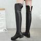 Women's Boots Motorcycle Boots Plus Size Work Boots Outdoor Daily Over The Knee Boots Thigh High Boots Winter Buckle Flat Heel Round Toe Vintage Casual Minimalism Faux Leather Zipper Black Brown Beige