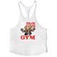 Mens Graphic Vest No Pain Gain Gym Of The Muscle Guys Tank Top 3D Shirt White Cotton Men'S Racer Back Cartoon Character Neck Sport Daily