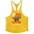 Mens Graphic Vest No Pain Gain Gym Of The Muscle Guys Tank Top 3D Shirt White Cotton Men'S Racer Back Cartoon Character Neck Sport Daily