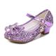 Princess Elsa Flower Shoes Girls' Movie Cosplay Mary Jane Sequins Light Purple Golden Rosy Pink Shoes Children's Day Masquerade World Book Day Costumes