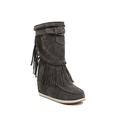 Women's Boots Suede Shoes Plus Size Party Outdoor Work Solid Color Mid Calf Boots Winter Tassel Flat Heel Vintage Fashion Casual Faux Suede Loafer Black Brown Gray