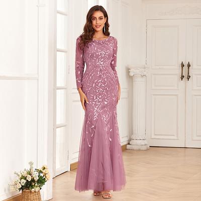 Mermaid Evening Gown Sequin Elegant Dress Wedding Guest Prom Floor Length Long Sleeve Jewel Neck Tulle with Embroidery dress to impress 2025