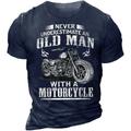 Motorcycle Vintage Mens 3D Shirt For Birthday Blue Summer Cotton Graphic Fashion Basic Classic Men'S 3D Print Funny Shirts Old Man Street Casual Daily Navy Short Sleeve Crew