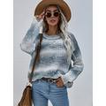 Women's Pullover Sweater Jumper Pullover Jumper Crew Neck Chunky Knit Nylon Acrylic Knitted Drop Shoulder Fall Winter Daily Holiday Going out Stylish Casual Long Sleeve Color Block Rainbow Purple