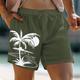 Coconut Tree Printed Men's Cotton Linen Shorts Summer Hawaiian Shorts Beach Shorts Drawstring Elastic Waist Breathable Soft Short Casual Daily Holiday Streetwear Clothing