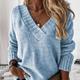 Women's Pullover Sweater jumper Jumper Ribbed Knit Knitted Pure Color V Neck Stylish Casual Holiday Going out Winter Fall Blue Khaki S M L / Long Sleeve / Regular Fit