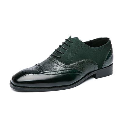 Men's Oxfords Derby Shoes Formal Shoes Brogue Dress Shoes Casual British Daily Party Evening St. Patrick's Day PU Lace-up Blue Brown Green Spring Fall