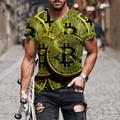 Bitcoin Tie Dye Mens 3D Shirt Casual Black Summer Cotton Men'S Unisex Tee Graphic Prints Crew Neck Blue Brown Green Gray 3D Daily Holiday Short Sleeve Clothing