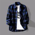 Men's Shirt Button Up Shirt Plaid Shirt Summer Shirt Casual Shirt Black White Red Blue Long Sleeve Plaid / Check Turndown Print Outdoor Street Button-Down Clothing Apparel Fashion Casual Breathable