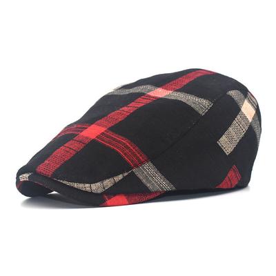 Men's Flat Cap Black Red Cotton Two tone 1920s Fashion Casual Outdoor Outdoor Daily Plaid Sun Protection Comfort Warm Breathable