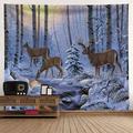 Christmas Santa Claus Holiday Party Xmas Large Wall Tapestry Art Photo Background Backdrop Decor Hanging Home Bedroom Living Room Decoration Tree Reindeer Snowman Elk Snowflake Candle Gift Fireplace