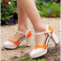 Women's Heels Wedding Shoes Pumps Boho Bohemia Beach Brogue Heel Sandals Party Outdoor Daily Color Block Summer Cone Heel Round Toe Elegant Vacation Cute Leather Buckle Black White Pink