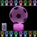 Soccer Gift Soccer 3D Night Light for Kids 16 Colors Change Optical Illusion Lamps with Remote Control Birthday Gifts for Sport Fan Boys Girls and Adult