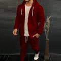 Men's Tracksuit Sweatsuit Zip Up Hoodies Black White Wine Red Navy Blue Hooded Plain 2 Piece Sports Outdoor Daily Sports Streetwear Basic Casual Spring Fall Clothing Apparel Hoodies Sweatshirts