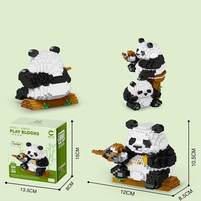 Women's Day Gifts National Treasure Giant Pandas Flower Flowers Cute Orchids One Character Horse Swing Models Building Blocks And Small Particle Assembly Toys Mother's Day Gifts for MoM