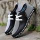 Men's Loafers Slip-Ons Comfort Loafers Plus Size Walking Casual Daily Linen Lace-up Black White Green Color Block Striped Spring Fall