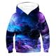 Kids Boys' Hoodie Sweatshirt Long Sleeve Optical Illusion With Pockets Blue Purple Green Children Tops 2-12 Years