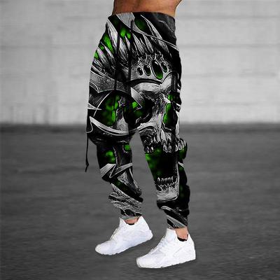 Men's Sweatpants Joggers Trousers Drawstring Side Pockets Elastic Waist Skull Graphic Prints Comfort Breathable Sports Outdoor Casual Daily Cotton Blend Terry Streetwear Designer Blue Purple