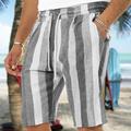 Men's Shorts Summer Shorts Beach Shorts Baggy Shorts Pocket Drawstring Elastic Waist Stripe Outdoor Daily Going out Streetwear Stylish Black Red