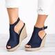 Women's Sandals Plus Size Outdoor Office Daily Solid Colored Summer Buckle Wedge Heel Peep Toe Casual Minimalism Walking Nubuck Faux Suede Buckle Black Pink Blue