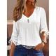 T shirt Tee Eyelet top Women's Black White Pink Plain Button Casual Fashion V Neck Regular Fit S