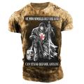 Tie Dye Mens 3D Shirt For Birthday Green Summer Men'S Tee Graphic Slogan Shirts Distressed Templar Cross Soldier Crew Neck Red Blue Brown Gray 3D Print Plus Size