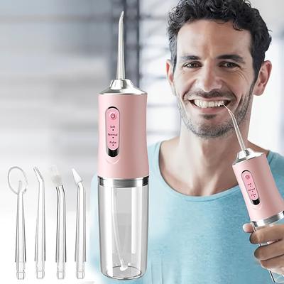 Portable Rechargeable Electric Teeth Irrigator with 4 Green Heads - Effective Oral Dental Seam Washer for Men and Women Perfect for Water Flossing and Cleaning