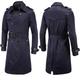 Men's Winter Coat Peacoat Trench Coat Street Business Fall Winter Polyester Thermal Warm Breathable Outerwear Clothing Apparel Casual Solid Color Pocket Turndown Double Breasted