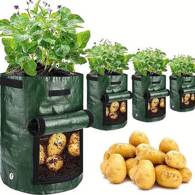 4pcs Potato Grow Bags 10 Gallon Grow Bags With Flap And Handles Plant Container Planter Pot For Potato Tomato And Vegetables Green