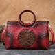 Women's Handbag Crossbody Bag Shoulder Bag Boston Bag PU Leather Party Daily Holiday Embossed Large Capacity Lightweight Durable Color Block Flower Folk Wine Black Red