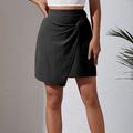 Women's Skirt Linen Skirts Mini High Waist Skirts Split Ends Solid Colored Casual Daily Weekend Summer Cotton And Linen Basic Casual Wine Black Army Green Apricot