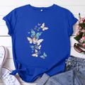 Women's T shirt Tee Cotton 100% Cotton Butterfly Home Daily Date Print Basic T-shirt Sleeve Black Short Sleeve Basic Round Neck Summer