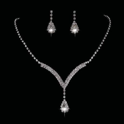 Jewelry Set 1 set Clear Synthetic Diamond Rhinestone Alloy Silver 1 Necklace 1 Pair of Earrings Earrings Necklace Women's Ladies Luxury Elegant Drop Teardrop Jewelry Set For Party Wedding Anniversary