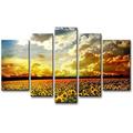 5 Panels Landscape Prints Posters/Picture Beach Blue Sea Sunset Modern Wall Art Wall Hanging Gift Home Decoration Rolled Canvas No Frame Unframed Unstretched