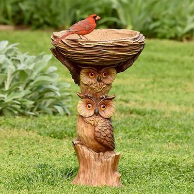 Resin Owl And Birds Bird Bath Garden Yard Lawn Ornament Bird Feeder Garden Decoration Outdoor Yard Art Decor