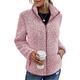 Women's Zip Up Sweatshirt Fleece Jacket Fleece Solid Color Valentine's Day Street Pocket Zip Up Black Pink Navy Blue Vintage Teddy Sherpa Fleece V Neck Long Sleeve Top Micro-elastic Fall Winter