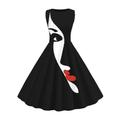 Women's Retro Vintage Vintage Dress Midi Dress Daily Date Ruched Print Abstract Crew Neck Sleeveless Slim Summer Spring 2023 Black And White Black S M L XL